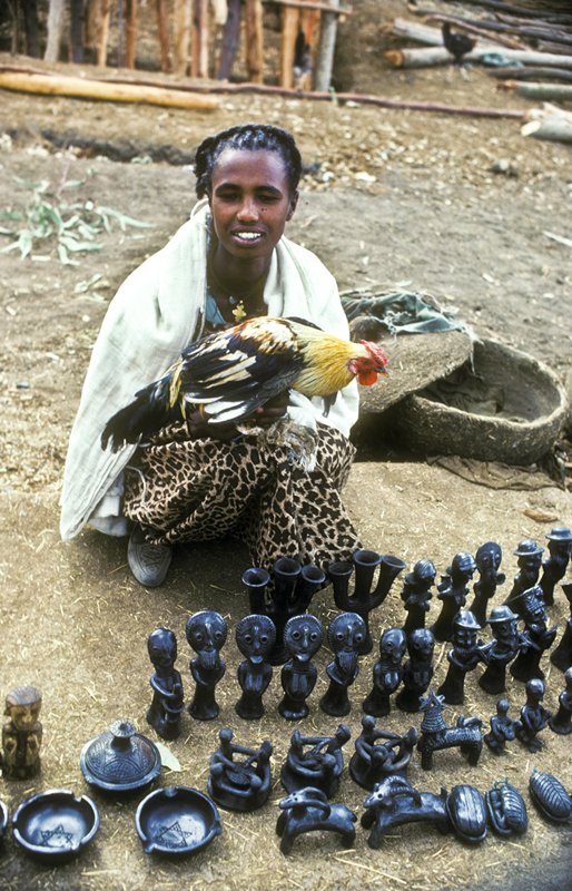 Ethiopian woman selling her crafts, Gondar